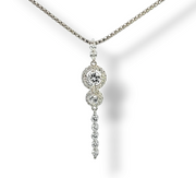 Sterling Silver Cubic Zirconia Double Halo Drop Necklace