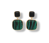 Malachite and onyx silver vermeil drop earrings