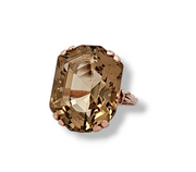 25.17CT. Designer Cut Citrine Ring in 14k Rose Gold, Size 7.75