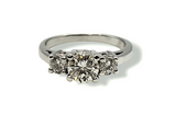 1.46 CTW 3 Stone Round Brilliant Cut Diamond Engagement Ring in Platinum, Size 8