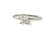 0.90CT. Modified Princess Cut Diamond Solitaire Engagement Ring in 14k White Gold, Size 7.25