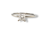 0.90CT. Modified Princess Cut Diamond Solitaire Engagement Ring in 14k White Gold, Size 7.25