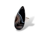 Sterling Silver Banded Agate Statement Ring