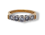 14kt yellow gold five stone round diamond band