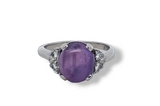 14kt white gold star sapphire and diamond ring
