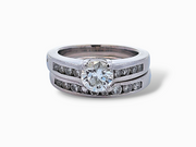 1.31 CTW Diamond Engagement Bridal Set in 14k White Gold, Size 5.5