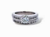 1.31 CTW Diamond Engagement Bridal Set in 14k White Gold, Size 5.5