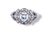 Platinum art deco diamond engagement ring
