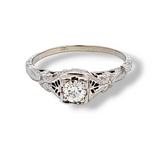18kt white gold vintage round cut diamond ring