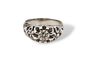 0.34CT. Diamond Belcher Ring in 14k White Gold, Size 6