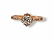0.97 CTW Diamond Halo Engagement Ring in 14k Rose Gold, Size 9
