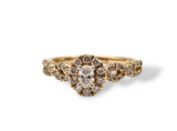 14kt yellow gold oval halo diamond engagement ring