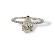 1.28 CTW Pear Cut Diamond Engagement Ring in 14k White Gold, Size 7