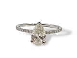 14kt white gold pear shaped diamond engagement ring