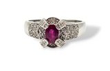 14kt white gold ruby and diamond ring