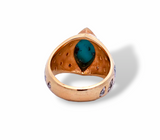 Turquoise Diamond Ring in 14k Yellow Gold, Size 7.5