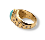 Turquoise Diamond Ring in 14k Yellow Gold, Size 7.5