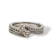 0.70 CTW Diamond Engagement Ring Bridal Set in 14k White Gold, Size 5.75