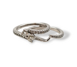 0.70 CTW Diamond Engagement Ring Bridal Set in 14k White Gold, Size 5.75