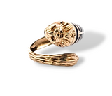 Enameled Lions Head Wrap Ring in 14k Yellow Gold, Size 5