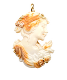 14kt gold carved shell cameo pendant
