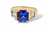 1.60CT. Tanzanite and Diamond Ring in 14k Yellow Gold, Size 6.5