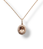 14k Rose Gold Morganite and Diamond Pendant Necklace