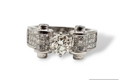 2.17 CTW Diamond Engagement Ring in 18k White Gold, Size 7