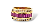 2CT. Ruby and Diamond Ring in 18k Yellow Gold, Size 7