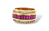 2CT. Ruby and Diamond Ring in 18k Yellow Gold, Size 7