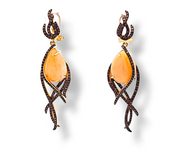 Sterling Silver Gold Vermeil Cubic Zirconia And Agate Statement Earrings