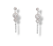 Sterling Silver Cubic Zirconia Double Halo Drop Earrings