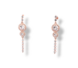 Sterling Silver Cubic Zirconia Double Halo Drop Earrings