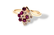 0.30 CTW Ruby and Diamond Cluster Ring in 14k Yellow Gold, Size 6.75