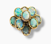 Mid Century Genuine Opal Cluster Statement Ring in 14k Yellow Gold