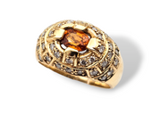 1.15CT. Spessartine Garnet Diamond Ring in 14kt Yellow Gold, Size 9