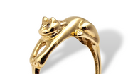 Diamond Cat Ring in 14kt Yellow Gold, Size 10
