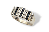 0.72 CTW Sapphire and Diamond Ring in 14KT White Gold, Size 8.5
