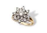 0.98 CTW Diamond Cluster Ring in 14kt Yellow and White Gold, Size 6