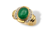 2.49CT. Jade and Diamond Ring in 18kt Yellow Gold, Size 8