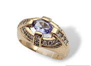 0.61CT. Tanzanite and Diamond Ring in 14kt Yellow Gold, Size 7.75