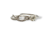 1.03 CTW Diamond Solitaire Engagement Ring Bridal Set in 14k White Gold, Size 6.5