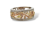 Fancy Yellow Diamond Band in 14kt White And Rose Gold, Size 6