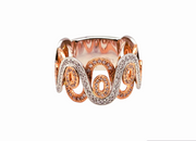 0.60 CTW Diamond Swirl Ring in 14k White And Rose Gold, Size 8.25