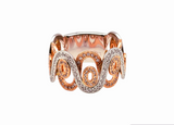 0.60 CTW Diamond Swirl Ring in 14k White And Rose Gold, Size 8.25