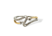 0.38 CTW Diamond Swirl Ring in 14kt White and Yellow Gold, Size 6.5
