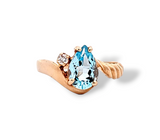 1.49CT. Pear Cut Blue Topaz and Diamond Ring in 14kt Yellow Gold, Size 7