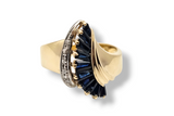 14kt yellow gold sapphire baguette ring