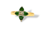 Tsavorite Garnet and Diamond Ring in 14kt Yellow and White Gold, Size 7