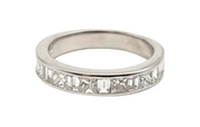 0.88 CTW Princess and Baguette Cut Diamond Wedding Band in 14kt White Gold, Size 6
